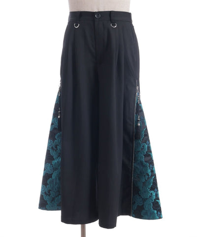 Arabesque Pattern Jacquard Zip Pants