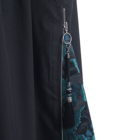 Arabesque Pattern Jacquard Zip Pants