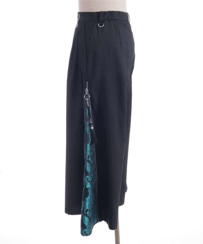 Arabesque Pattern Jacquard Zip Pants