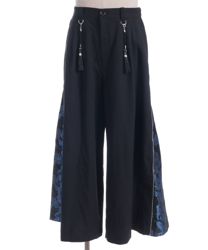 Arabesque Pattern Jacquard Zip Pants