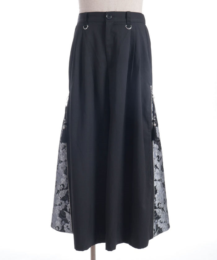 Arabesque Pattern Jacquard Zip Pants