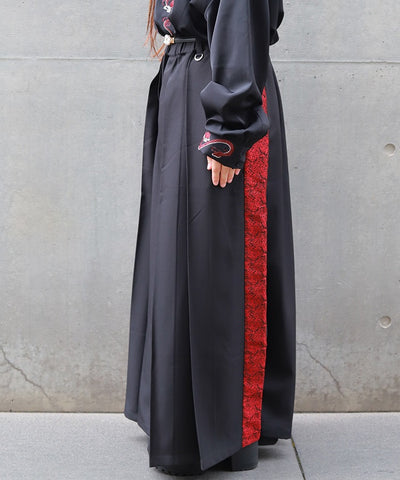 Jacquard Panel Hakama Pants