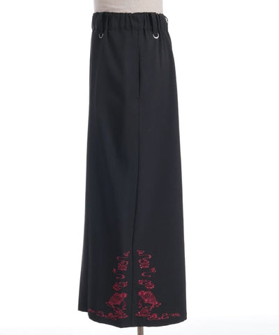 Lotus Embroidery Pleated Hakama Pants
