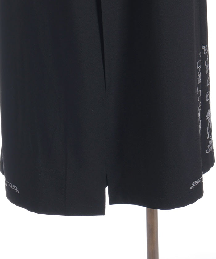 Lotus Embroidery Pleated Hakama Pants