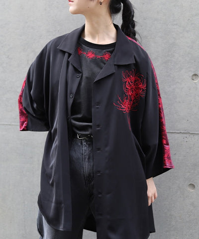 Higanbana Embroidery Short Sleeve T-Shirt