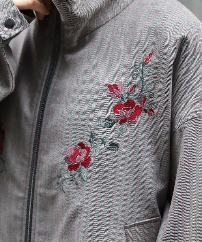 Rose Embroidery Blouson