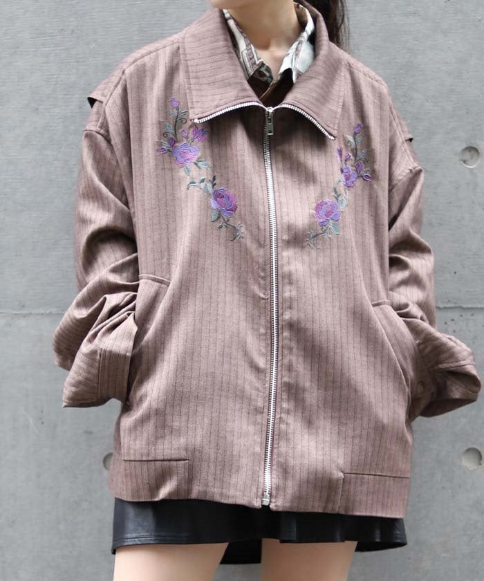 Rose Embroidery Blouson