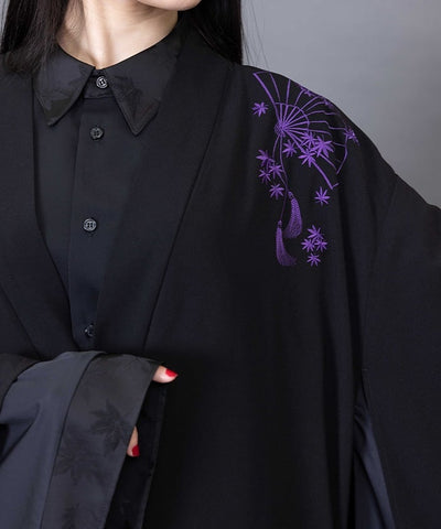 Autumn Leaves & Folding Fan Cape Haori