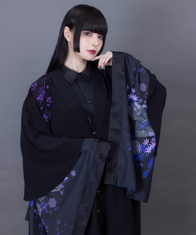Autumn Leaves & Folding Fan Cape Haori