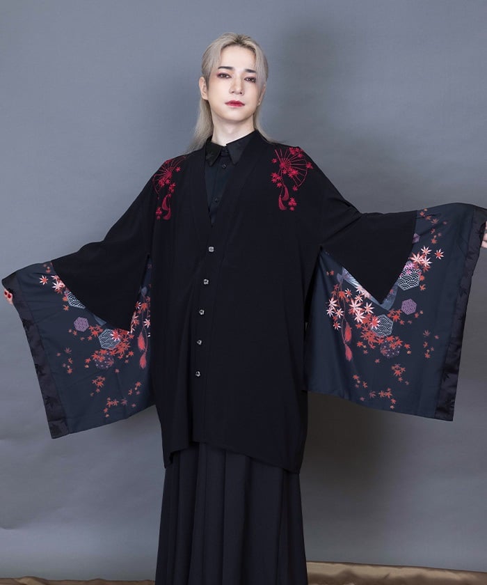 Autumn Leaves & Folding Fan Cape Haori