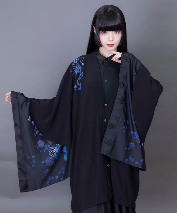 Autumn Leaves & Folding Fan Cape Haori