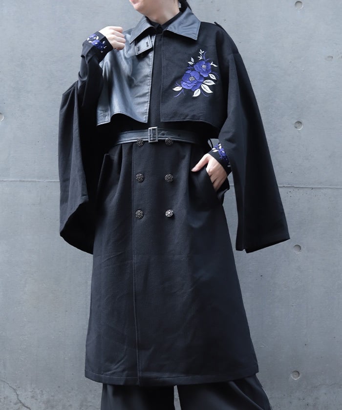 Camellia Embroidery Trench Coat – axes femme from JAPAN