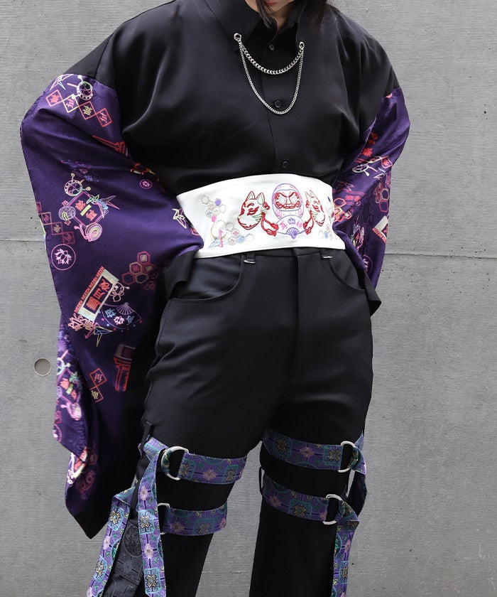 Japanese Neon Embroidery Obi Belt