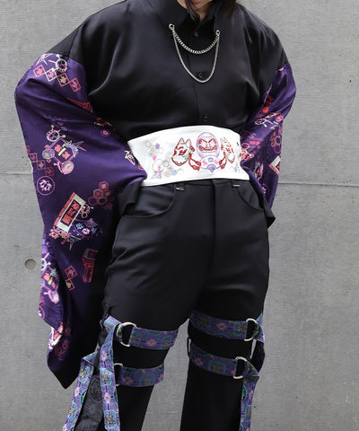 Japanese Neon Embroidery Obi Belt