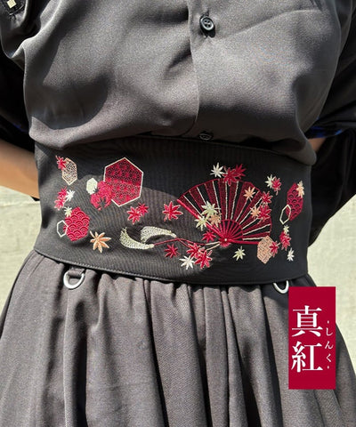 Autumn Leaves & Folding Fan Obi Belt
