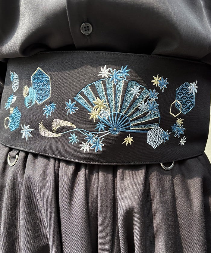 Autumn Leaves & Folding Fan Obi Belt