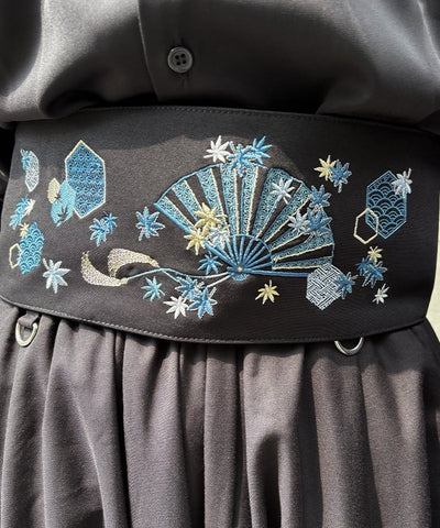 Autumn Leaves & Folding Fan Obi Belt