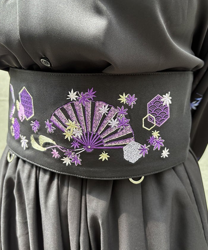 Autumn Leaves & Folding Fan Obi Belt