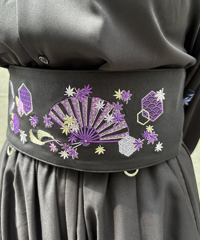 Autumn Leaves & Folding Fan Obi Belt