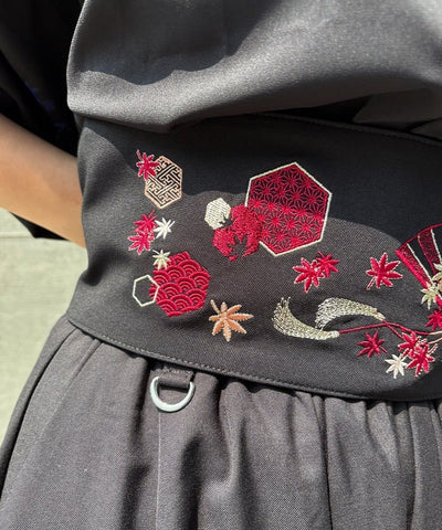 Autumn Leaves & Folding Fan Obi Belt