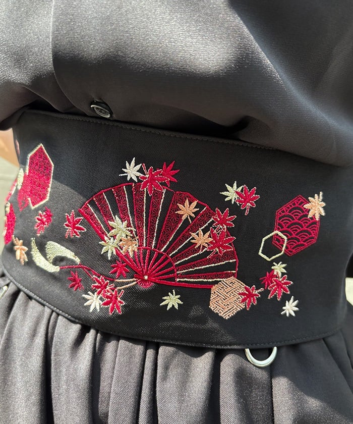 Autumn Leaves & Folding Fan Obi Belt