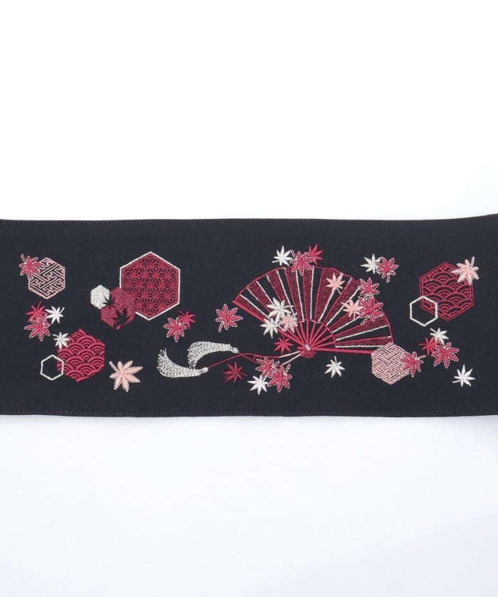 Autumn Leaves & Folding Fan Obi Belt