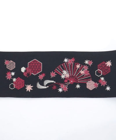 Autumn Leaves & Folding Fan Obi Belt