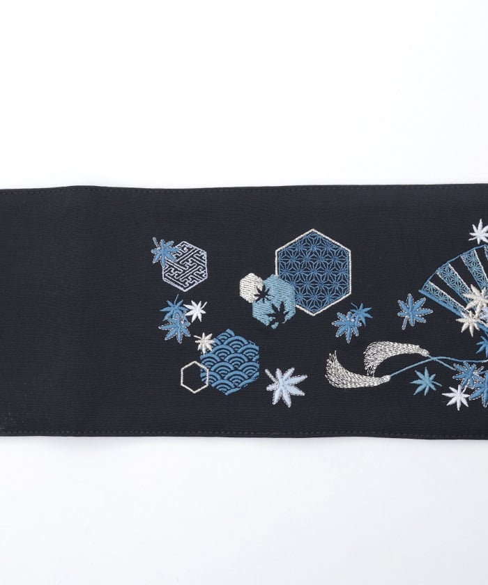 Autumn Leaves & Folding Fan Obi Belt