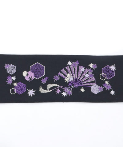 Autumn Leaves & Folding Fan Obi Belt