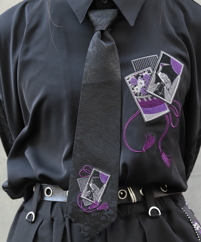 Hanafuda Embroidery Necktie
