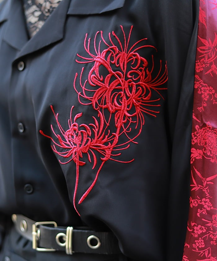 Higanbana Embroidery Short Sleeve Shirt