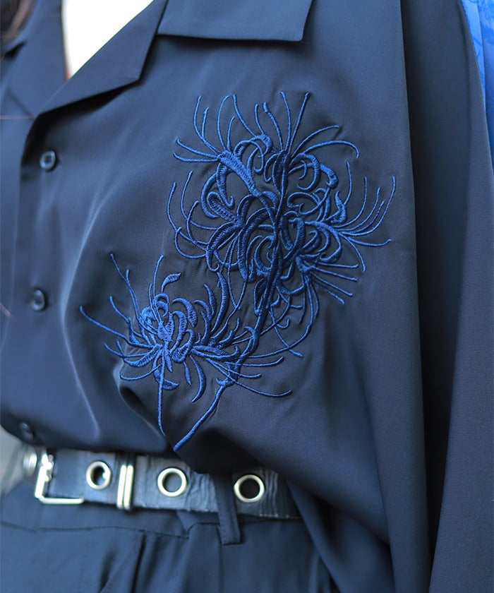 Higanbana Embroidery Short Sleeve Shirt
