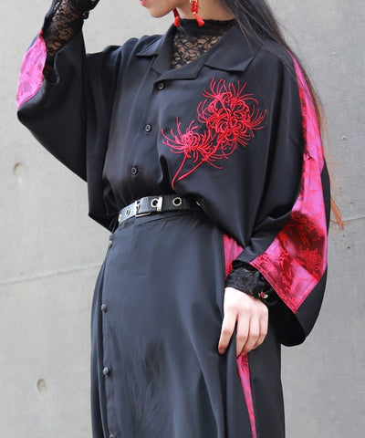 Higanbana Embroidery Short Sleeve Shirt