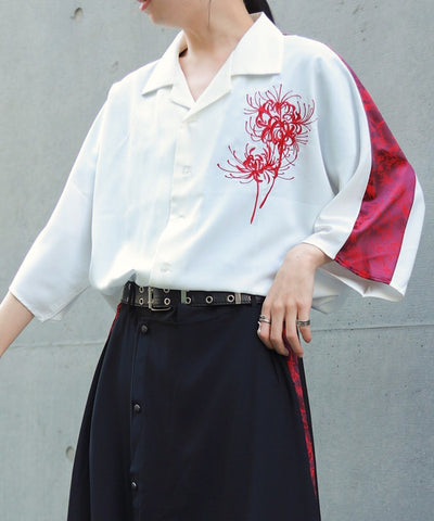 Higanbana Embroidery Short Sleeve Shirt