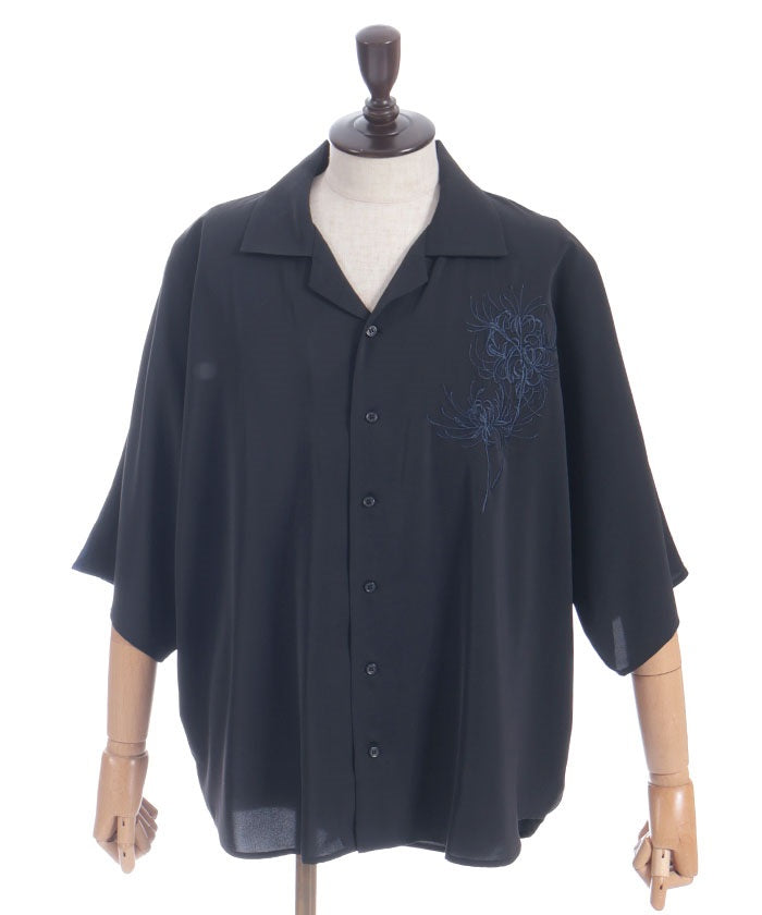 Higanbana Embroidery Short Sleeve Shirt