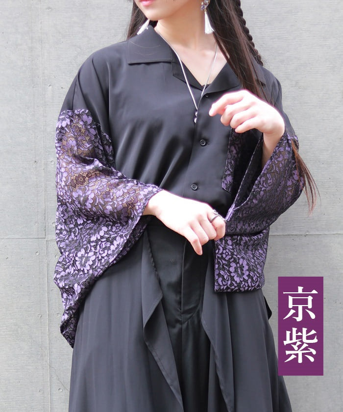 Lace Panel Japanese Sleeve Shirt