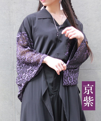 Lace Panel Japanese Sleeve Shirt