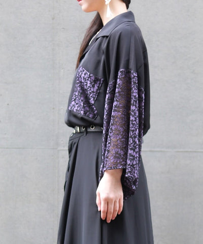 Lace Panel Japanese Sleeve Shirt