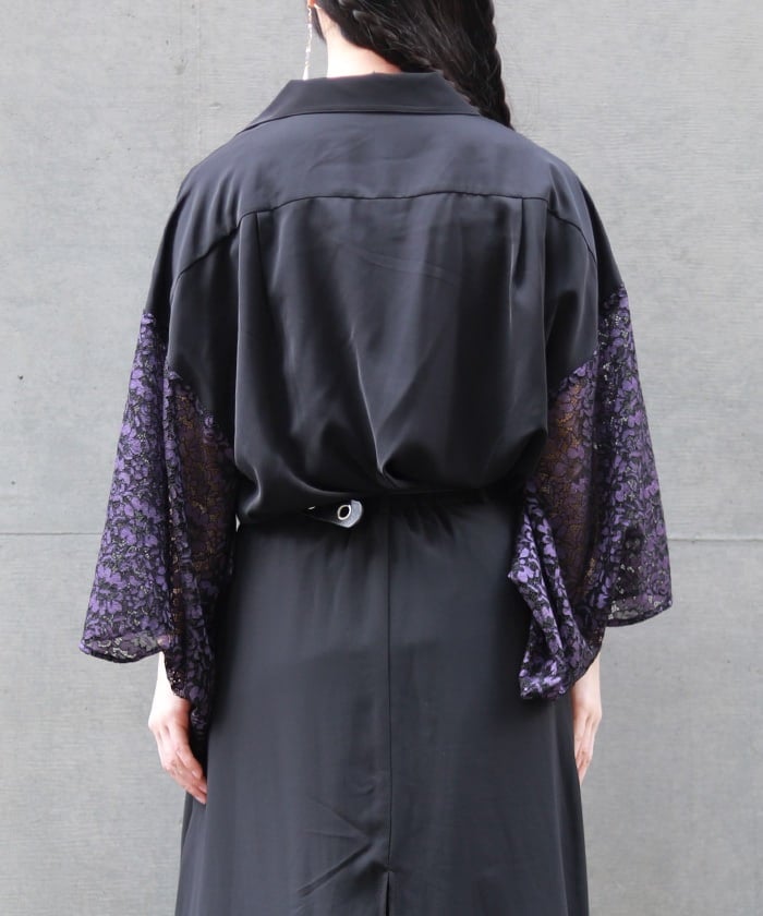 Lace Panel Japanese Sleeve Shirt