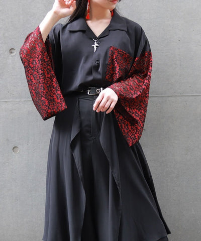 Lace Panel Japanese Sleeve Shirt