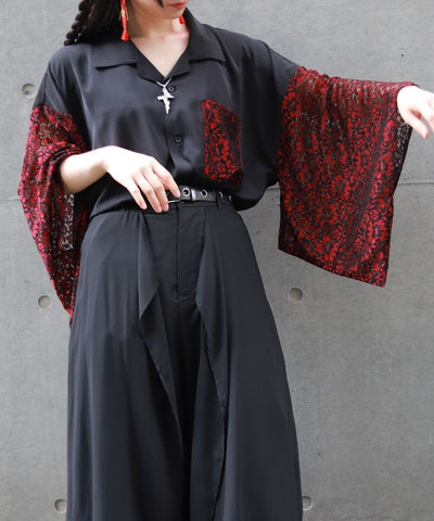 Lace Panel Japanese Sleeve Shirt