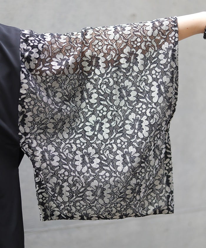 Lace Panel Japanese Sleeve Shirt