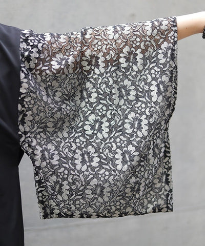 Lace Panel Japanese Sleeve Shirt