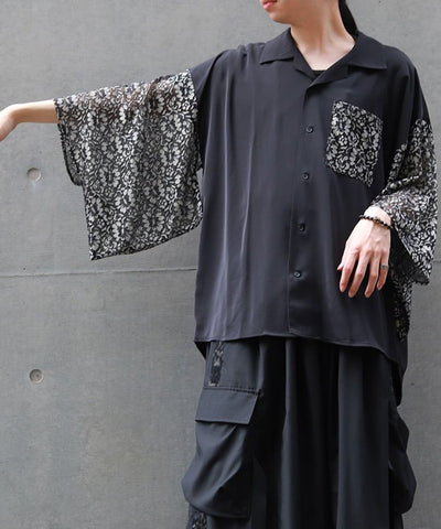 Lace Panel Japanese Sleeve Shirt