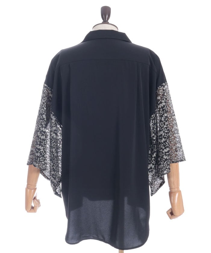 Lace Panel Japanese Sleeve Shirt