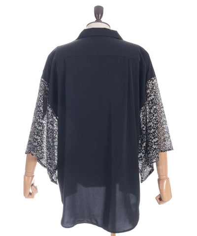 Lace Panel Japanese Sleeve Shirt