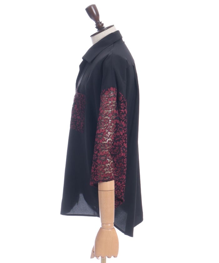 Lace Panel Japanese Sleeve Shirt
