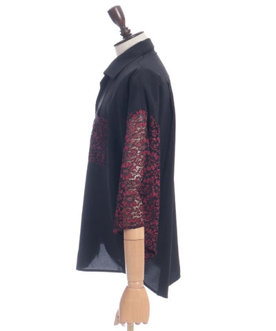 Lace Panel Japanese Sleeve Shirt