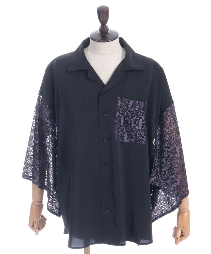 Lace Panel Japanese Sleeve Shirt