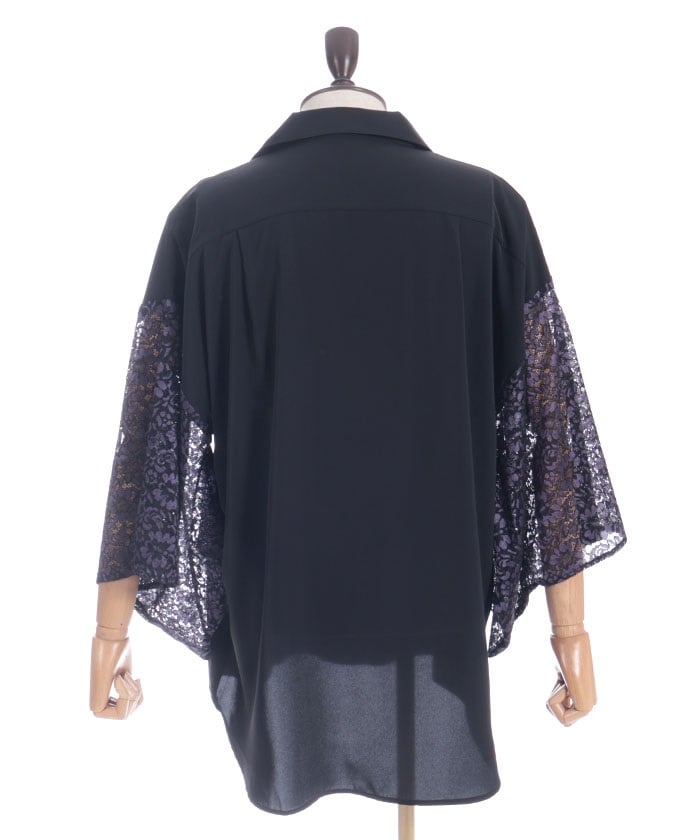 Lace Panel Japanese Sleeve Shirt
